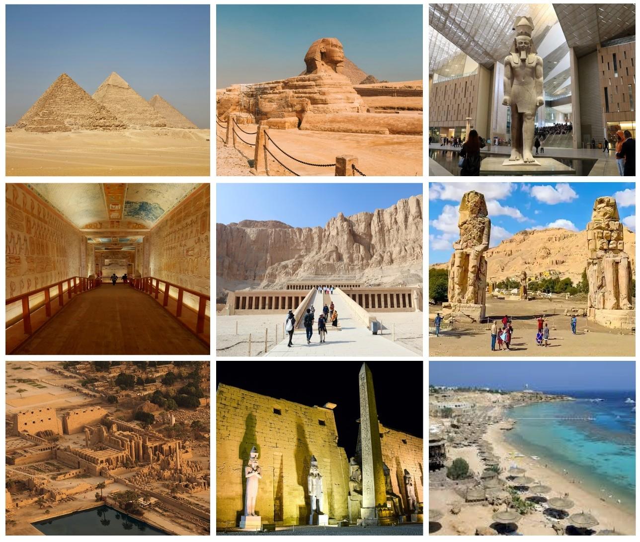 8 days Egypt tour covering Cairo pyramids, Luxor temples and Sharm El Sheikh Red Sea resort