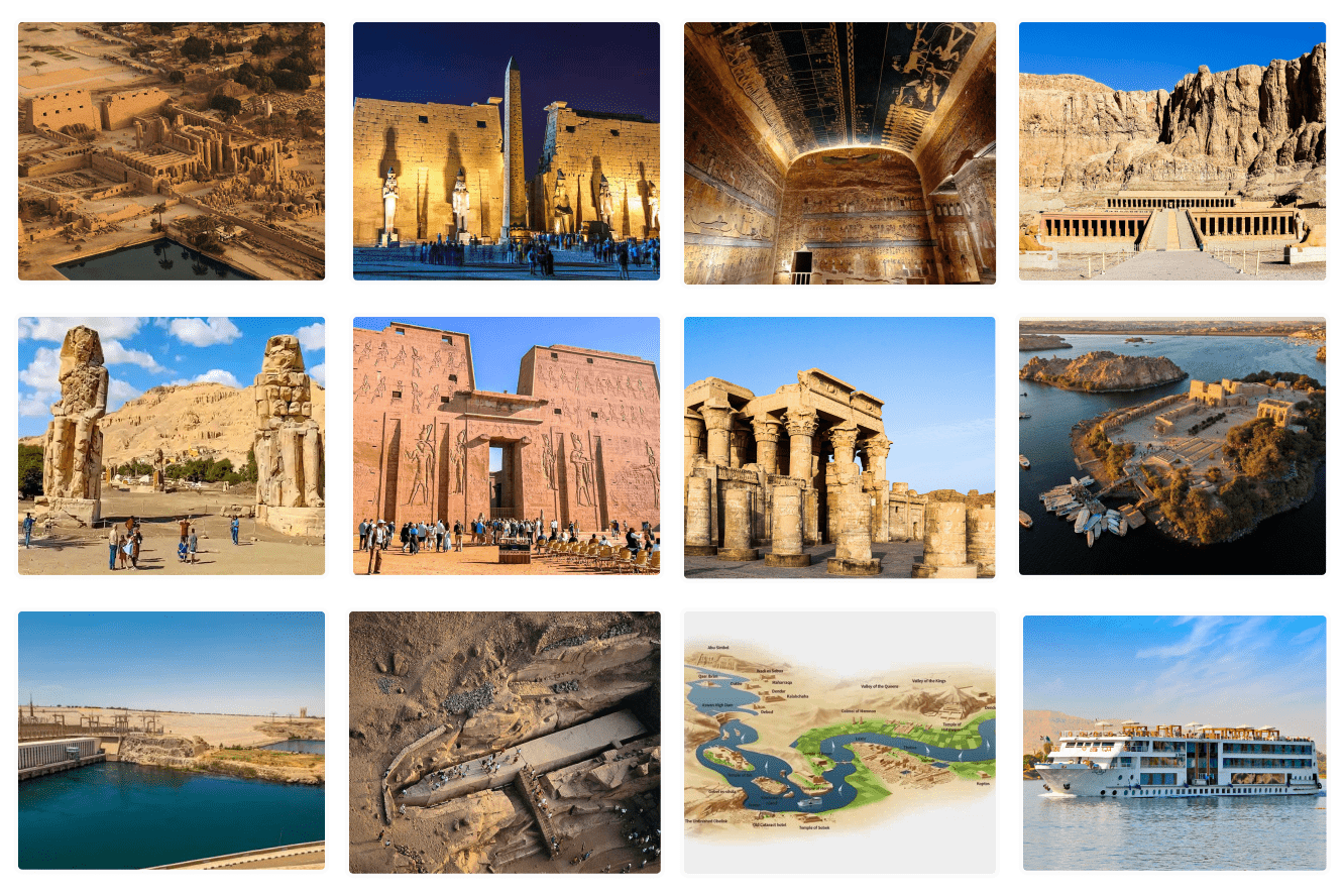 Nile Cruise sightseeing along the Nile River featuring ancient temples between Luxor and Aswan