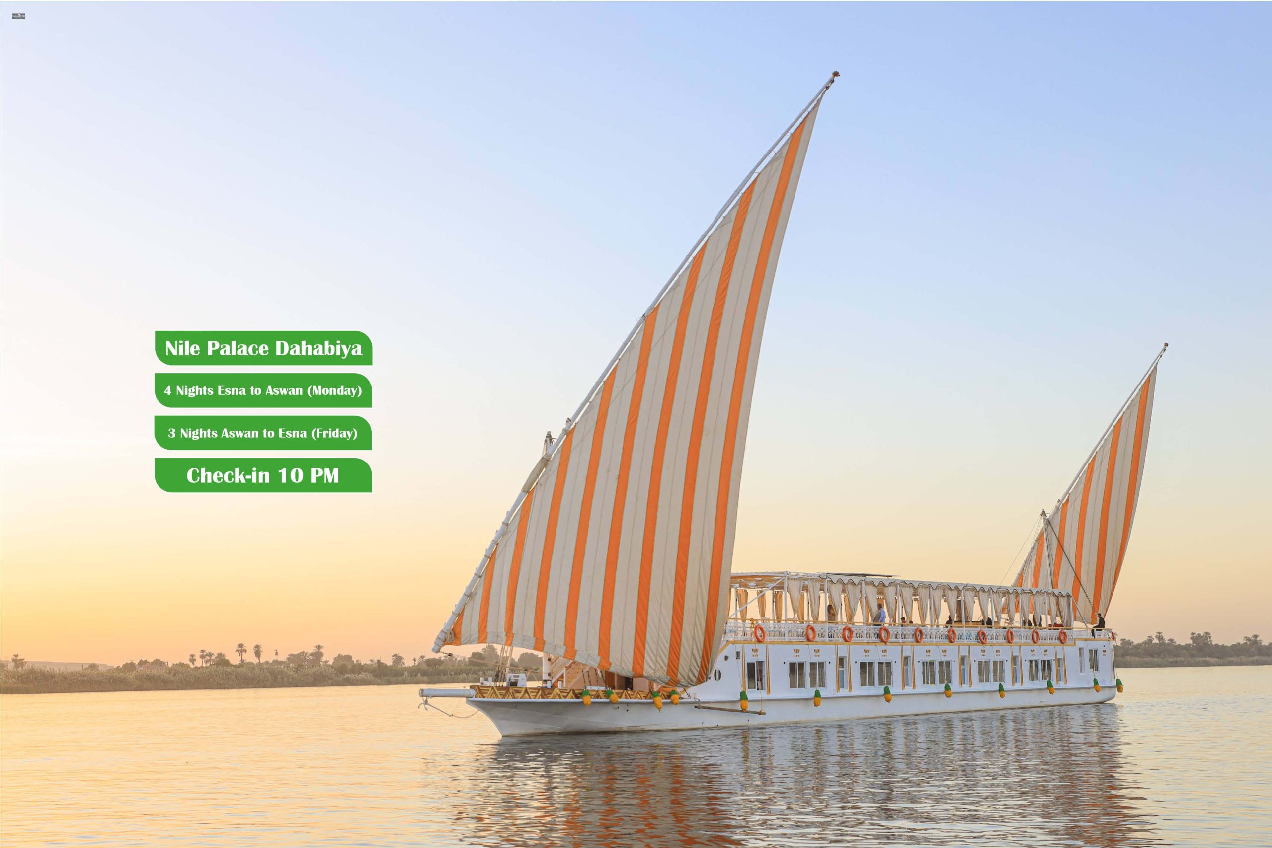 Traditional Dahabeya sailboat cruising on the Nile, Egypt