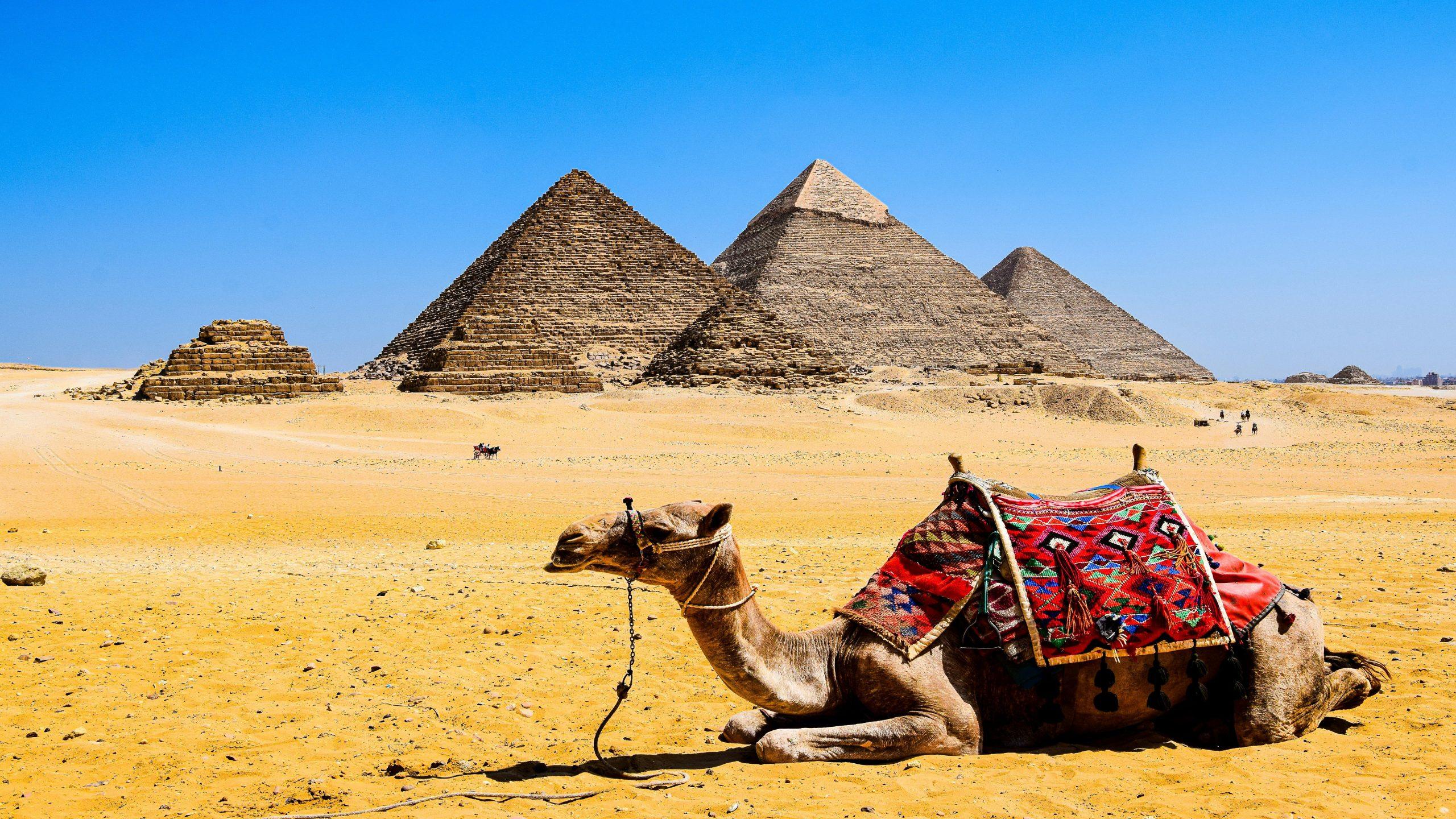 Egyptian Pyramids at Giza with the Sphinx in Cairo, Egypt