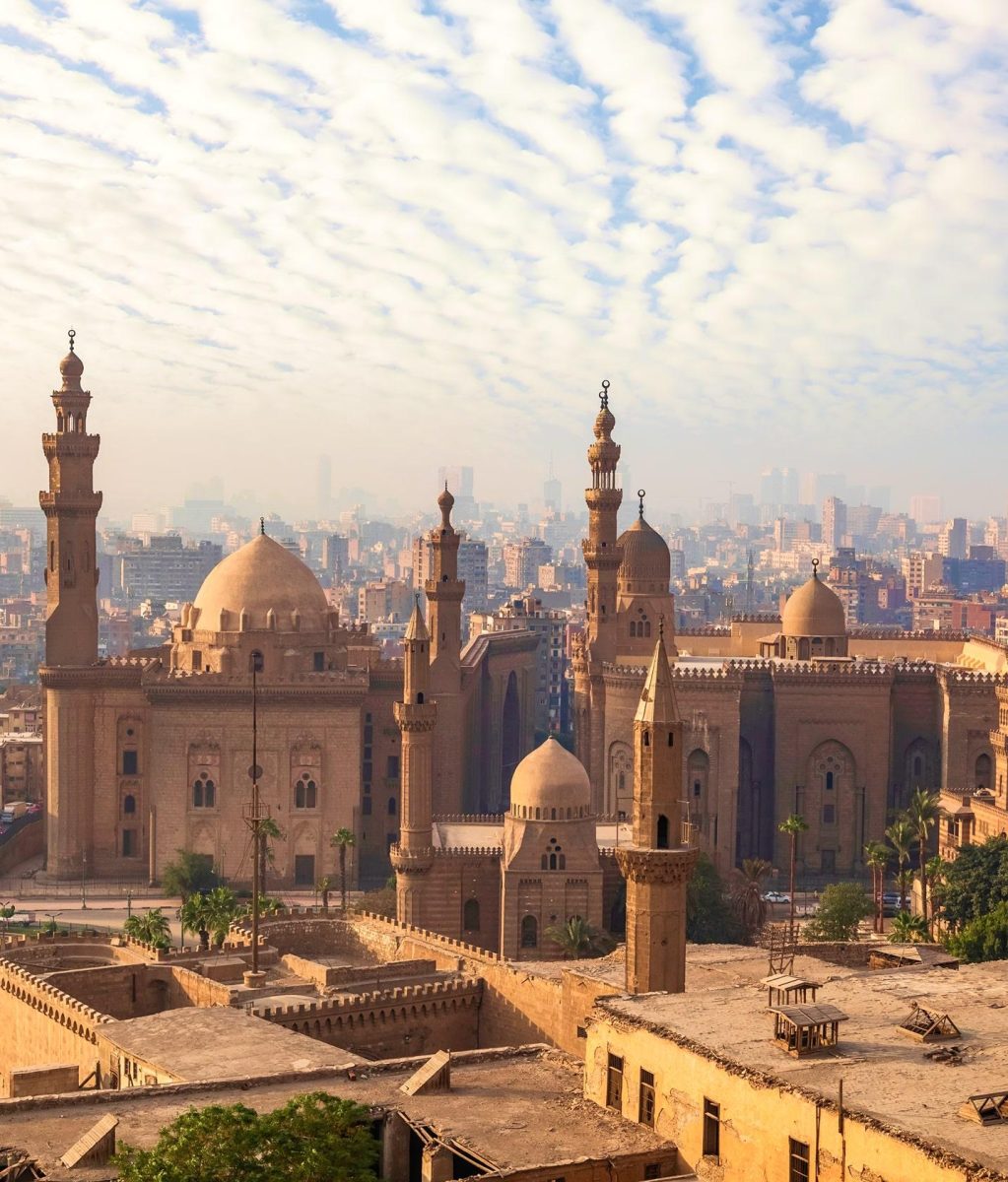 Private 3-day Cairo tour package showing Giza Pyramids, Saqqara Step Pyramid, and the Grand Egyptian Museum GEM.