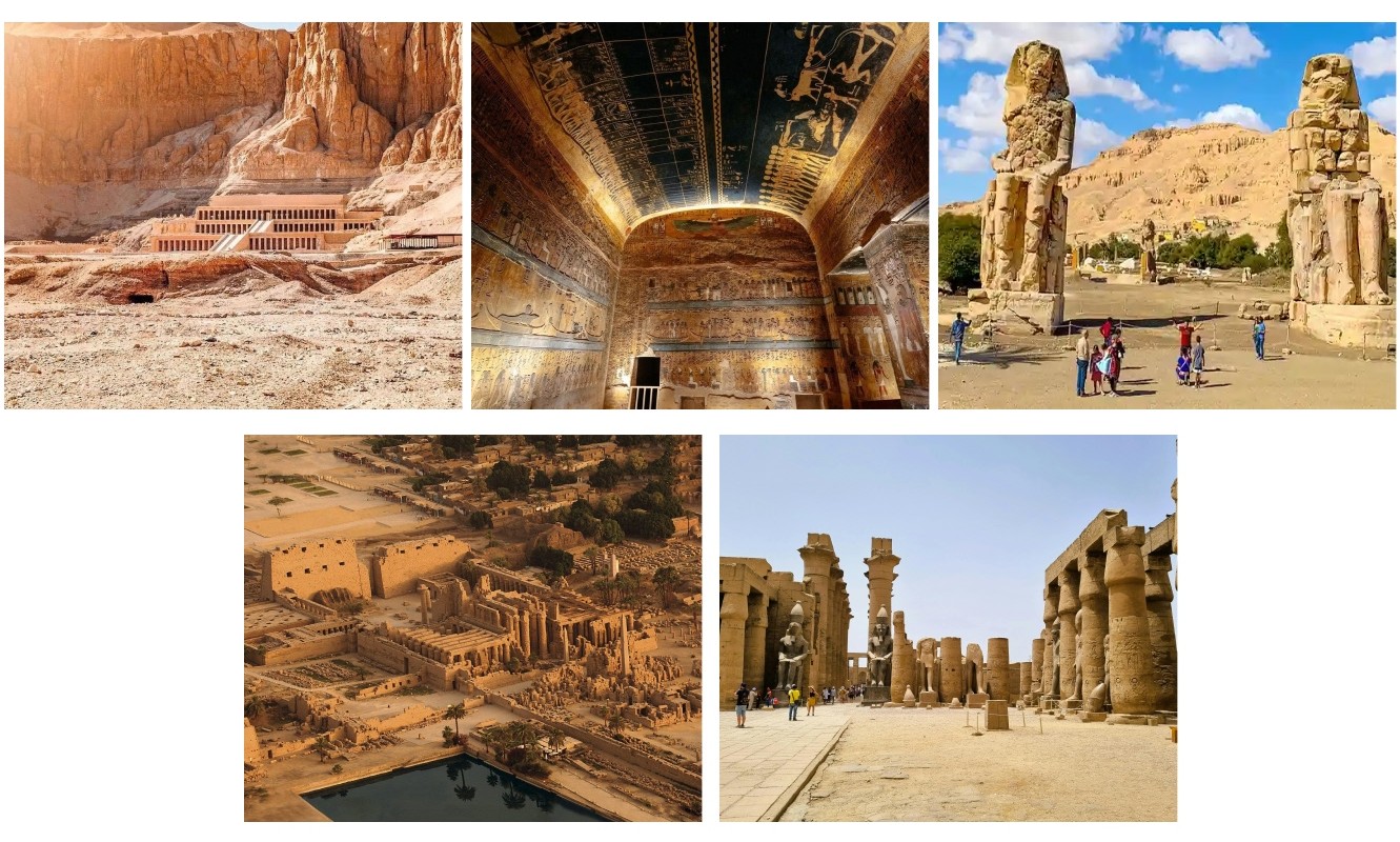 Entrance to the Valley of the Kings in Luxor, Egypt, with ancient tombs of pharaohs including Tutankhamun