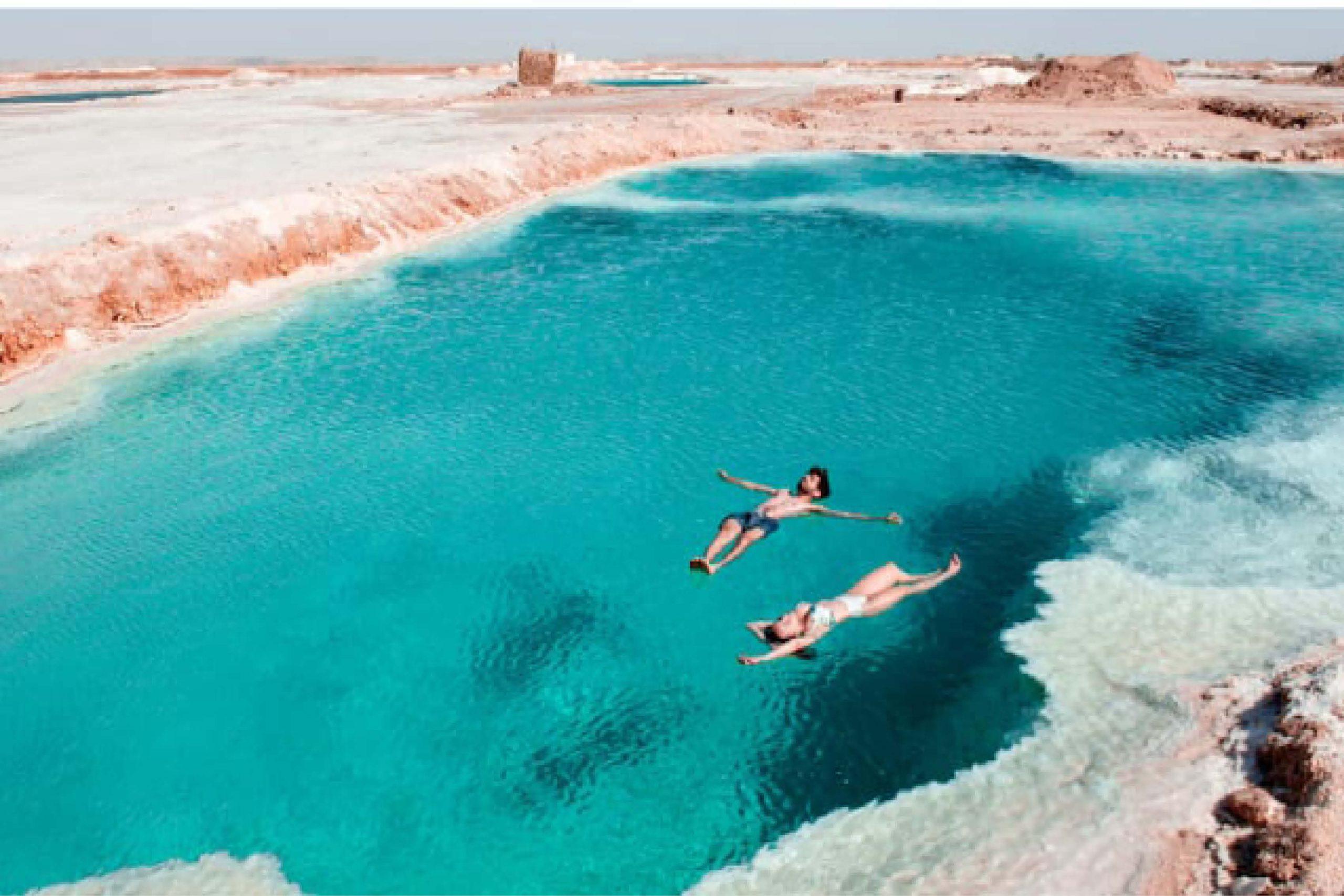 Siwa Oasis in Egypt with palm trees and salt lakes