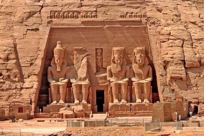 Abu Simbel Temples Egypt with colossal statues of Ramses II