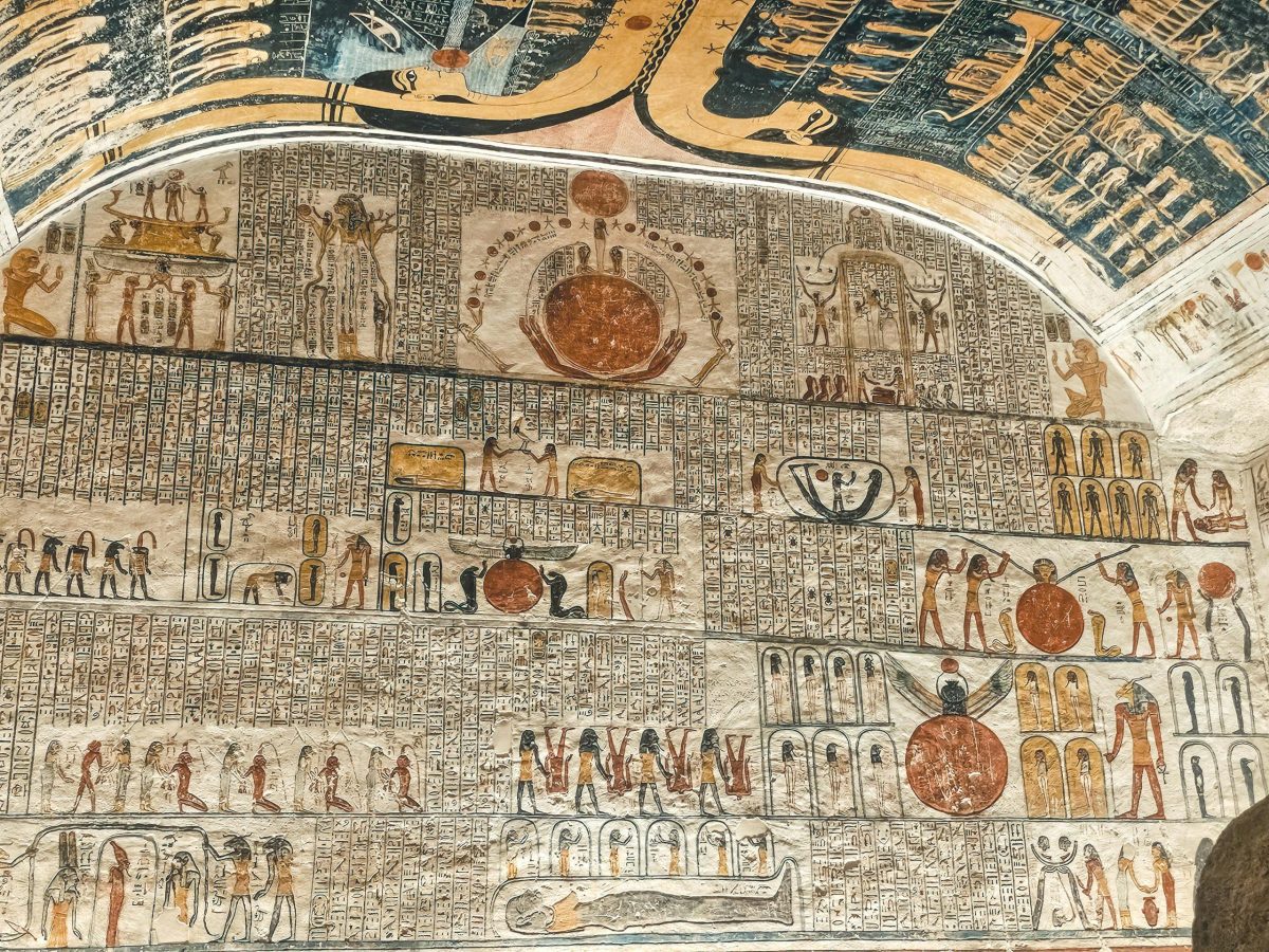 Valley of the Kings tomb entrance with cliff background in Luxor, Egypt