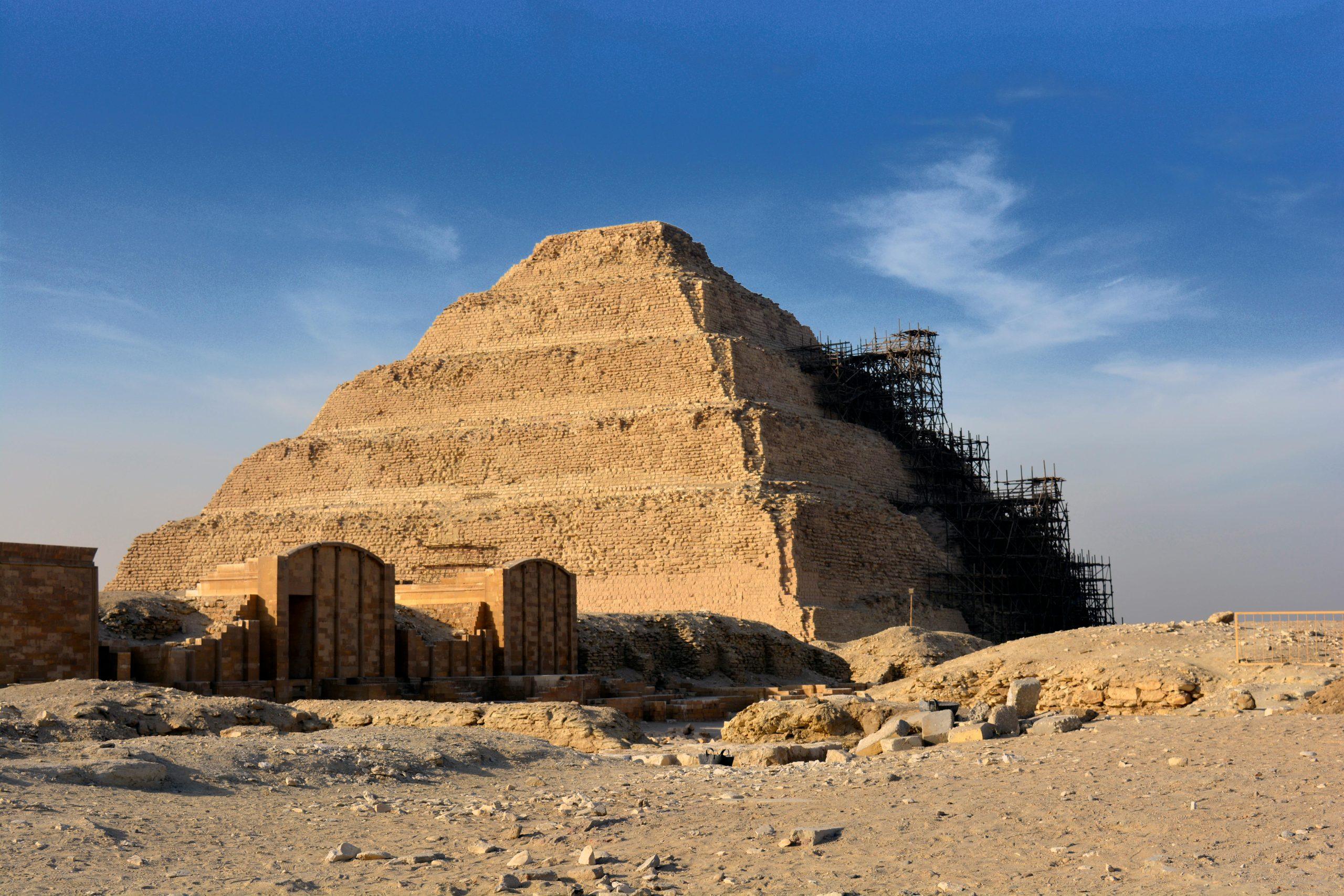 Step Pyramid of Djoser in Saqqara Egypt, the oldest stone pyramid built during the Third Dynasty
