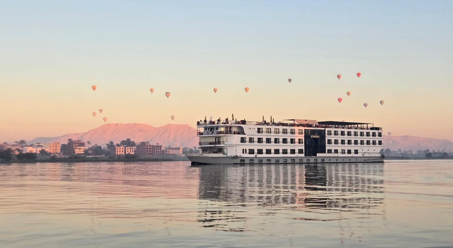 Luxury Nile cruise sailing between Luxor and Aswan in Egypt