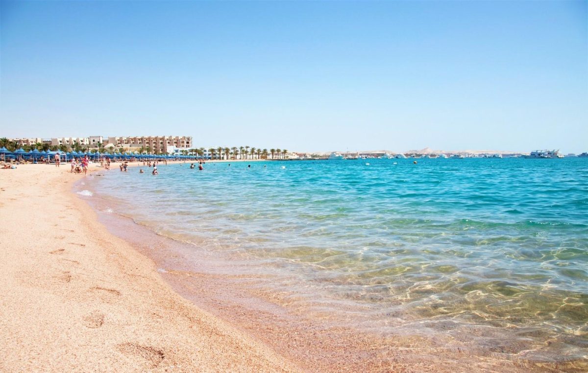 Comparison of a sandy walk-in beach in Hurghada and a coral reef jetty in Sharm El Sheikh Egypt.