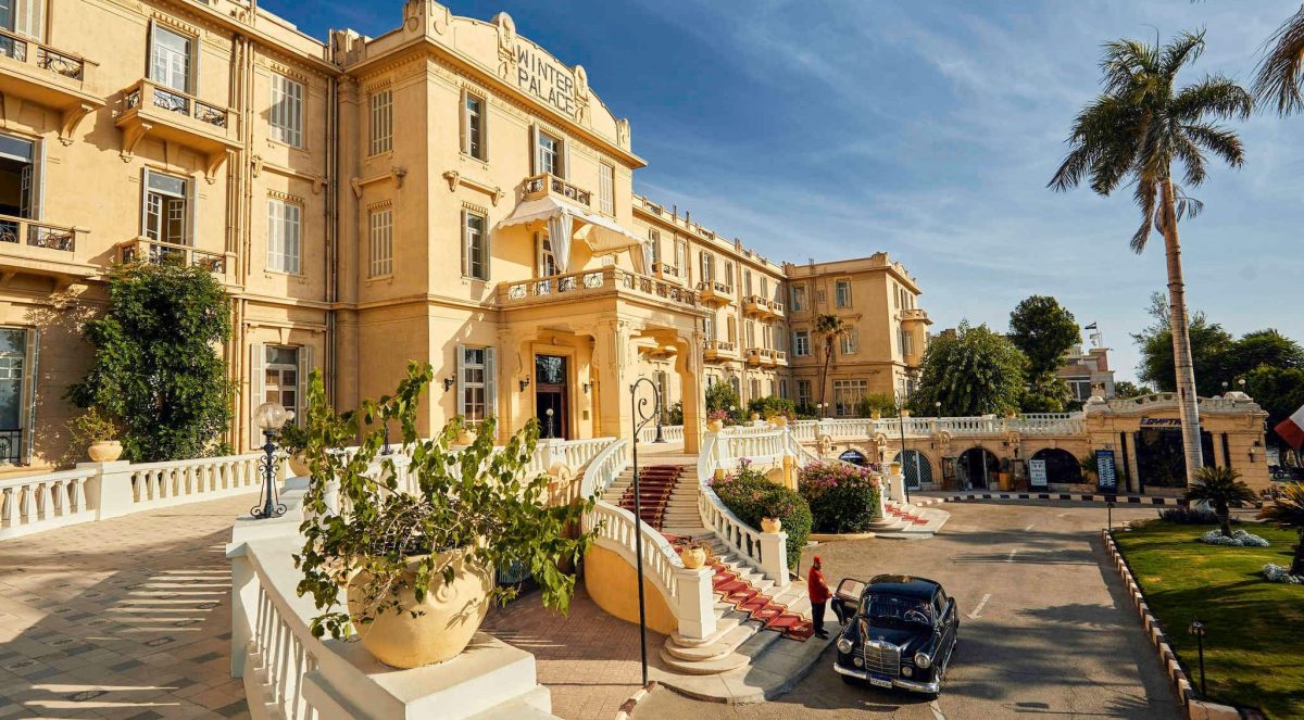 Luxury historic palace hotels in Egypt featuring the Sofitel Legend Old Cataract Aswan and Marriott Mena House Cairo.