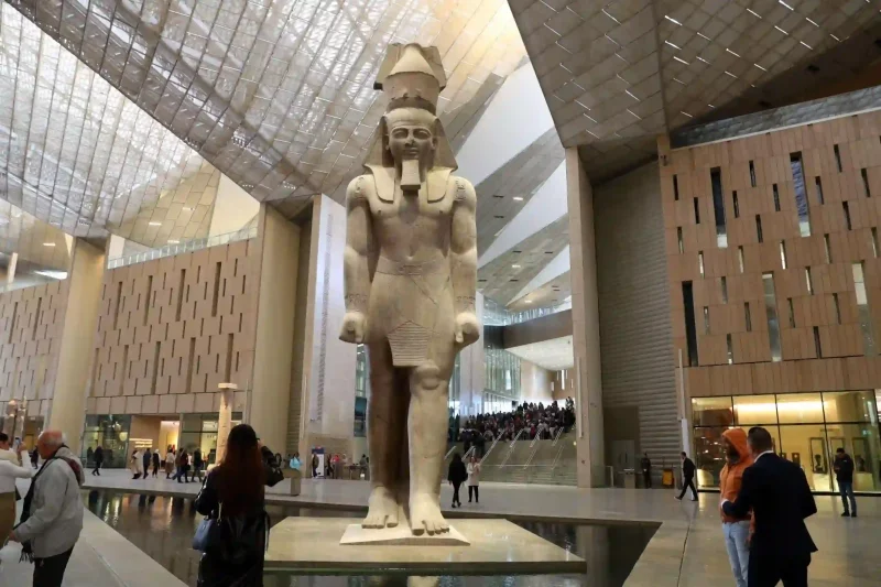 The Grand Egyptian Museum in Cairo Egypt showcasing modern architecture and ancient Egyptian artifacts near the Giza Pyramids