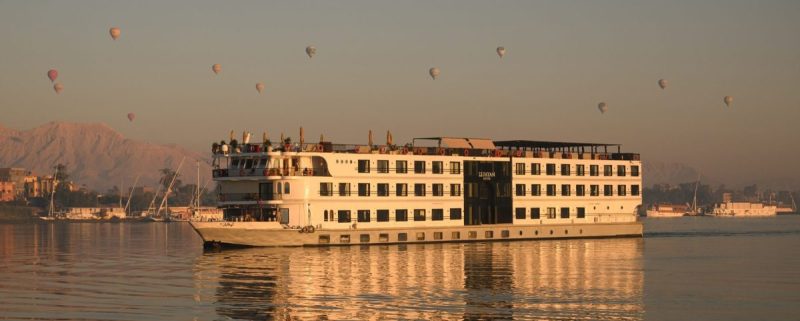 Luxury Nile cruise boat sailing along the Nile River in Egypt with MSM Travel