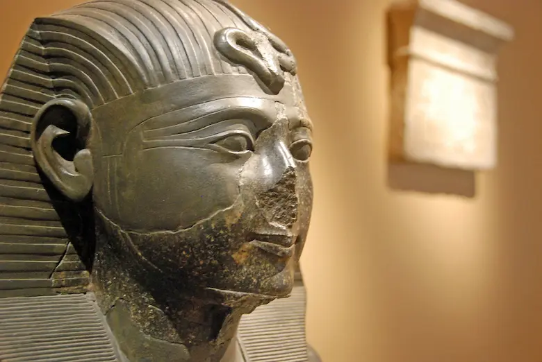 Relief carving of Pharaoh Seti I from his temple in Abydos, Egypt